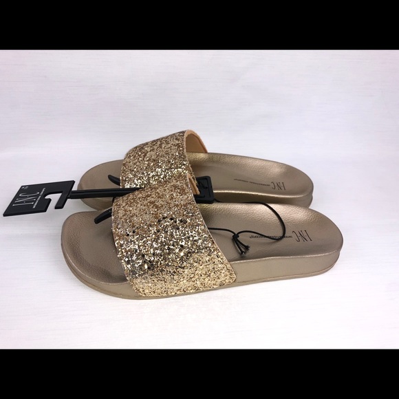 INC International Concepts - Gold Glitter Slides - Picture 4 of 5